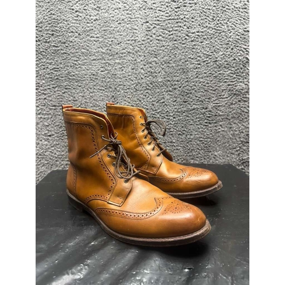 Allen Edmonds Dalton Leather Lace-Up Wingtip Boots Walnut Brown Mens Size 14D UK